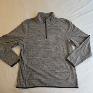 Avalanche Quarter Zip Grey Performance Fabric Long Sleeve Heather Grey  Pullover